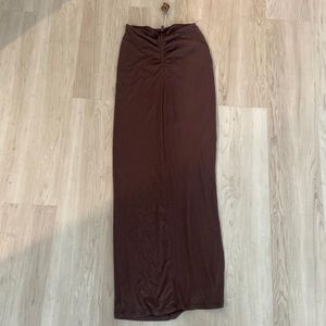 SKIMS Soft Lounge Maxi Long Skirt Ruched Brown Cocoa Size Medium NWT